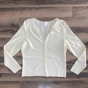 Loft White Button Up Cardigan Sweater